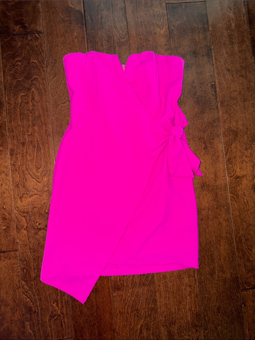 NWT DO+BE hot pink strapless wrap mini dress size Small